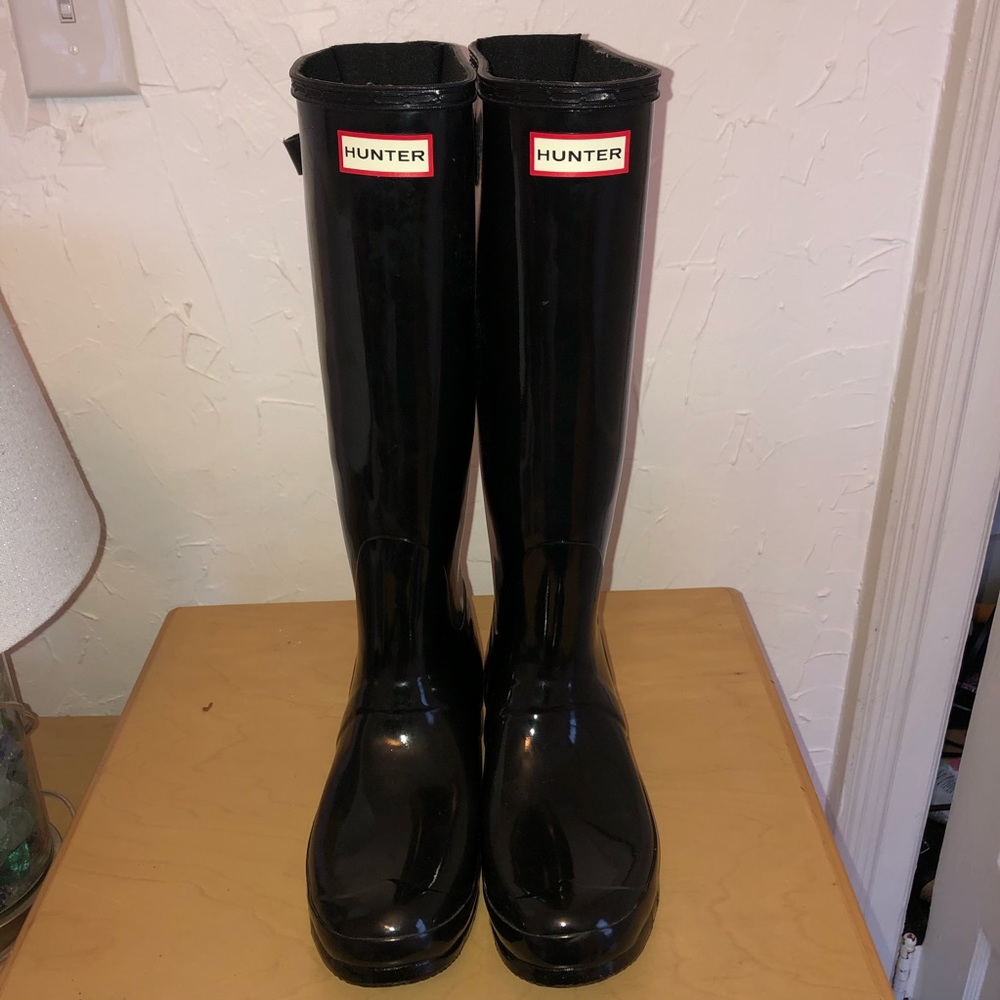 HUNTER BOOTS- TALL BLACK WIDE CALF